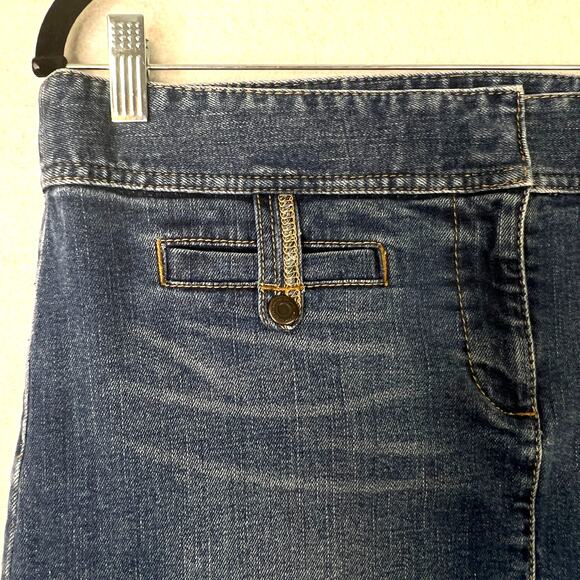 Ann Taylor LOFT Denim Mini Skirt Blue Size 10 Medium Wash Straight Stretch 90s - Picture 4 of 8